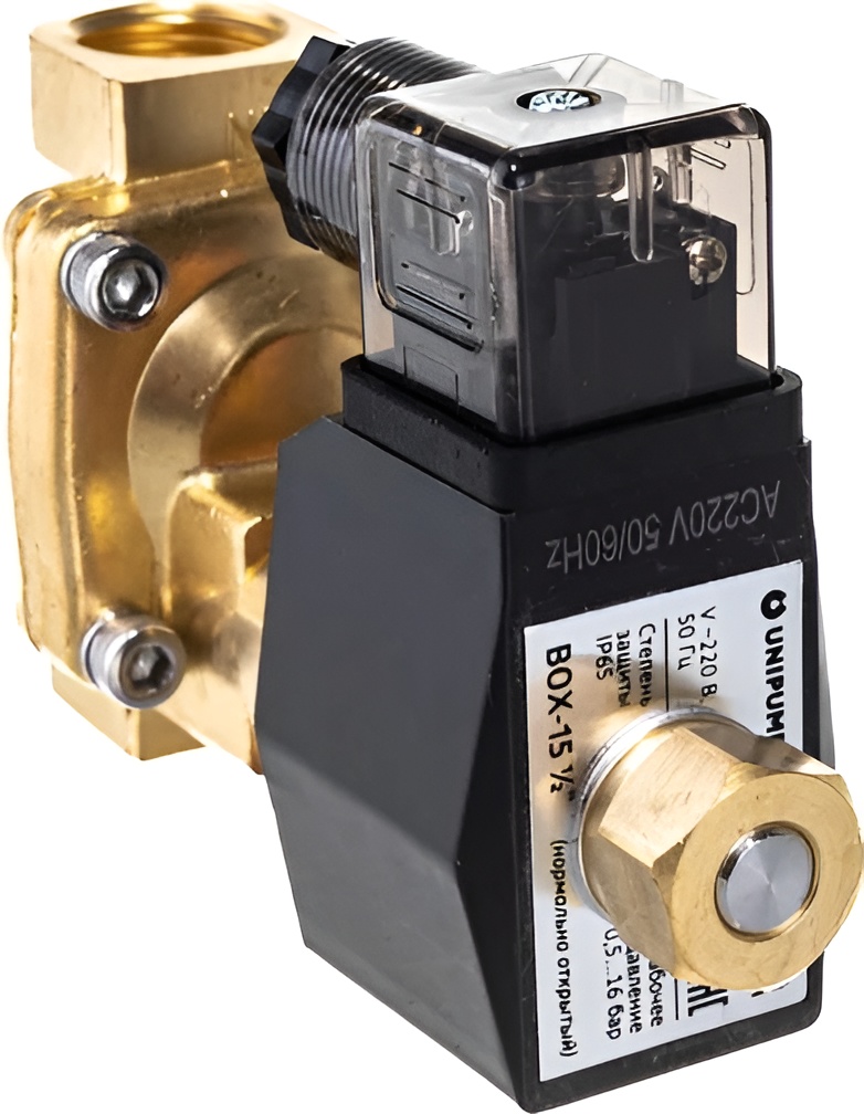 Unipump Клапан электромагнитный BOX-15 1/2" нормально открытый