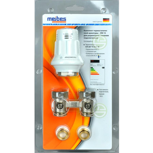 Meibes Комплект узел подключения 3/4" прямой + термоголовка М30х1,5