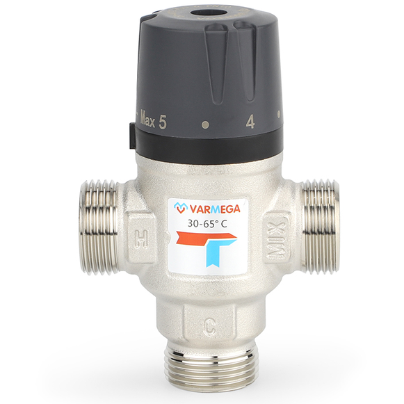 VARMEGA Термосмесительный клапан, НР, 30-65°, Kvs 2.5, боковое смешение 1" (VMTV06-256506)