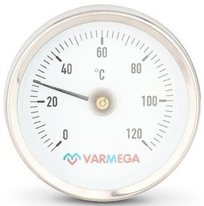 VARMEGA Термометр биметаллический накладной, 120°С, с пружиной 63 мм