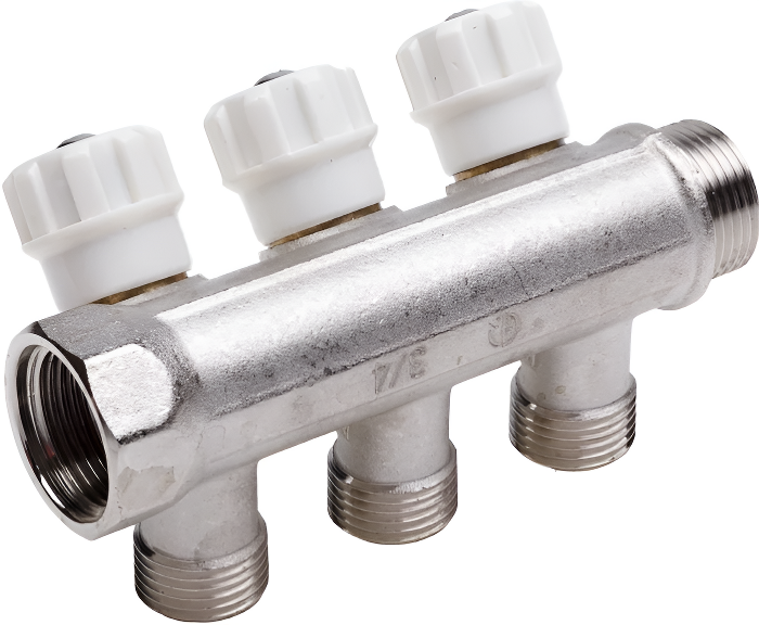 AQUALINK Коллектор c регулирующими клапанами (наружная резьба) 3/4x1/2  3 выхода, DN15, PN40