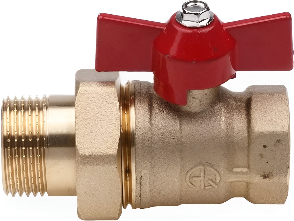 AQUALINK Кран шаровой со сгоном FM 3/4 U B гайка-штуцер бабочка 11Б27п1 (80/5)