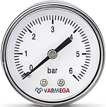 VARMEGA Манометр аксиальный  50 мм, 6 бар, 1/4"