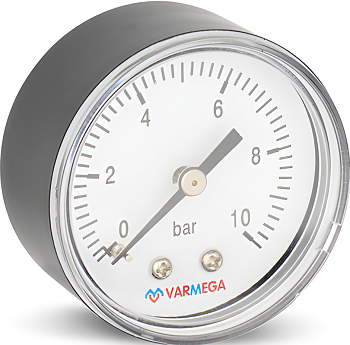 VARMEGA Манометр аксиальный  50 мм, 10 бар, 1/4"