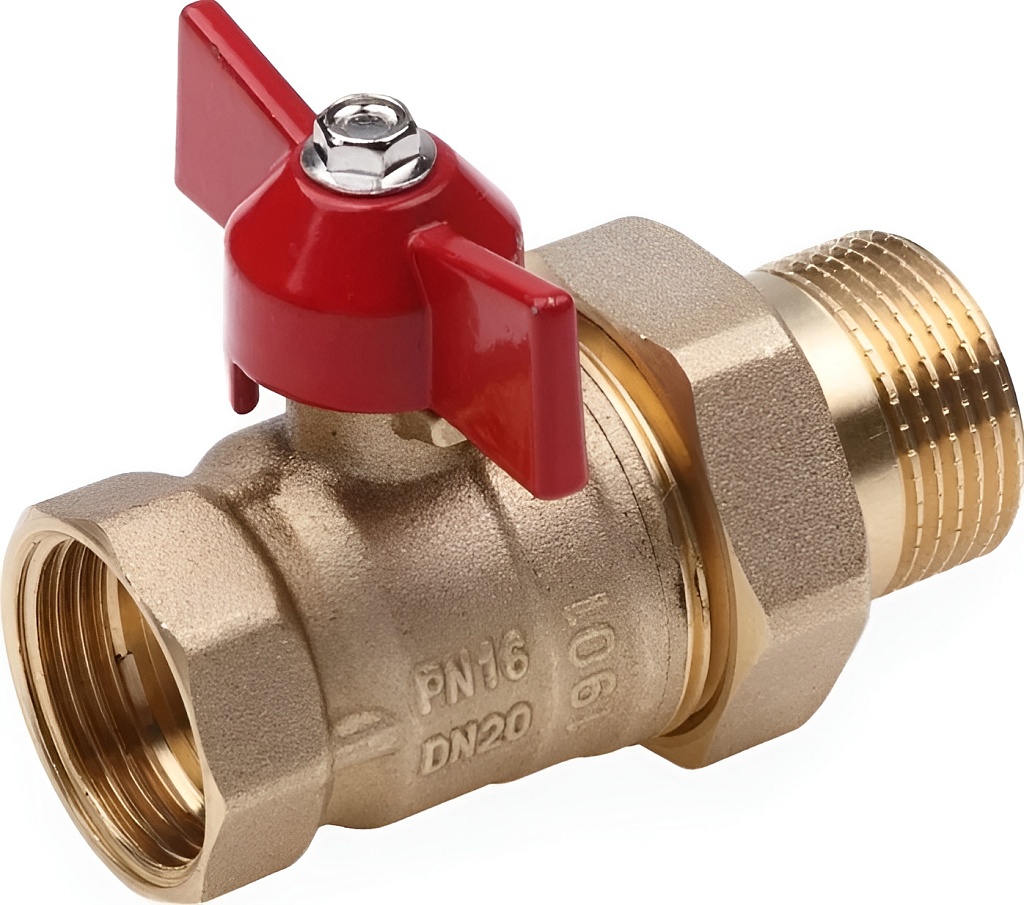 AQUALINK Кран шаровой со сгоном FM 3/4 U B гайка-штуцер бабочка 11Б27п1 (80/5)