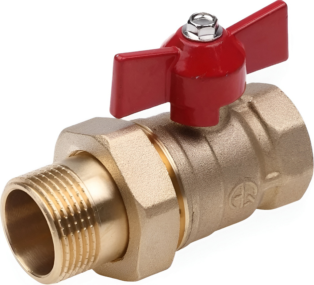 AQUALINK Кран шаровой со сгоном FM 3/4 U B гайка-штуцер бабочка 11Б27п1 (80/5)