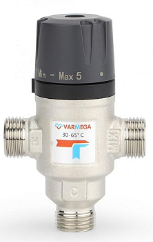 VARMEGA Термосмесительный клапан, НР, 30-65°, Kvs 3.2, боковое смешение 1"