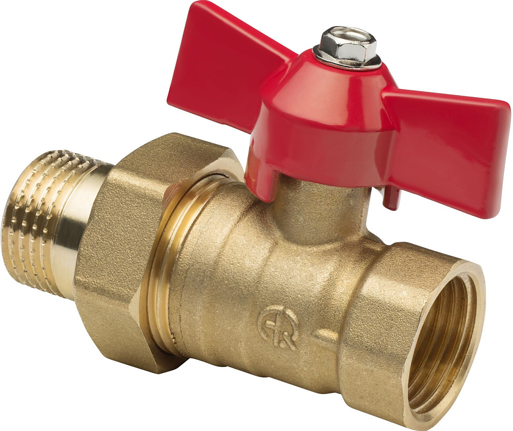 AQUALINK Кран шаровой со сгоном FM 1/2 U B гайка-штуцер бабочка 11Б27п1 (100/10)