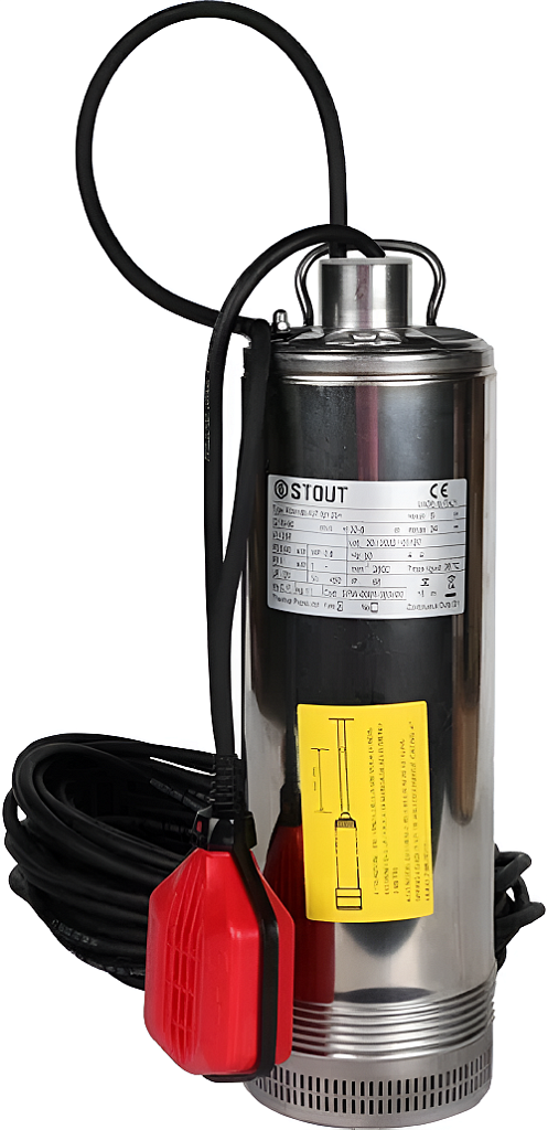 STOUT Насос колодезный с поплавком, кабель 20 м, 230V, Q=90 л/мин, H=34 м