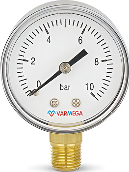 VARMEGA Манометр радиальный  50 мм, 10 бар, 1/4"